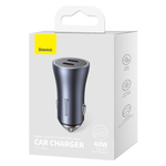 Автомобильная зарядка Baseus Golden Contactor Pro Dual Fast Charger Car Charger C+C 40W - Dark Gray