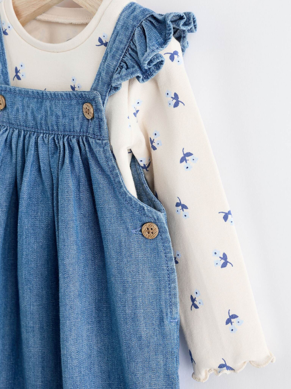 Комбинезон и боди в комплекте для девочки Next Q94-781, Синий, Молочный