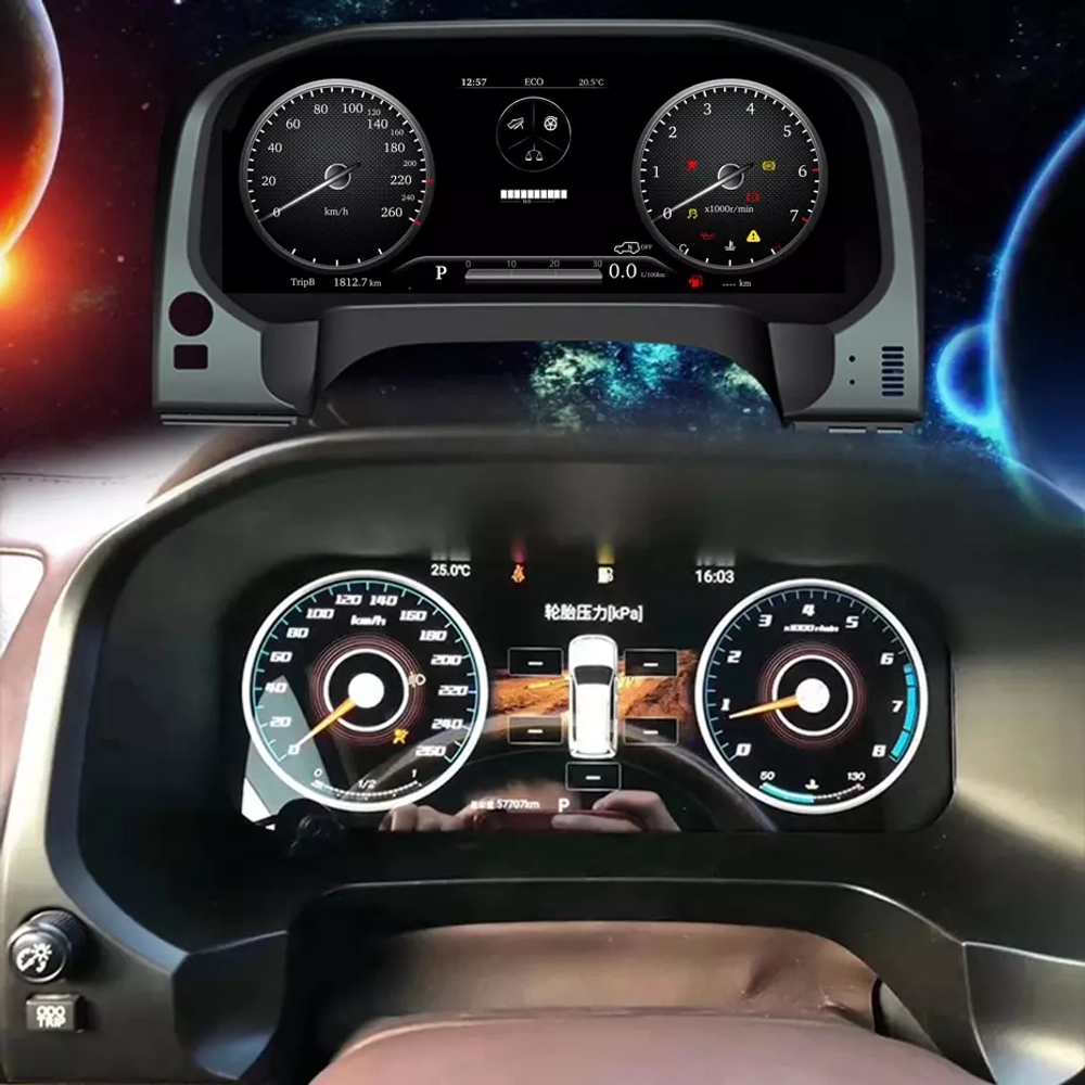 Электронная панель приборов Toyoya Land Cruiser Prado 150 2009-2017 - Carmedia NH-LCD-T03 с сенсорным LCD / ЖК 12.3" экраном QLED