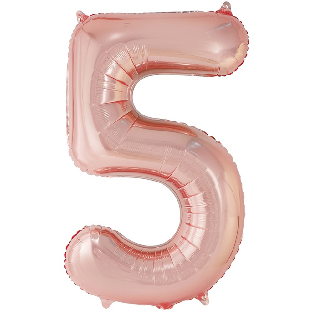 Шар фольгированный Цифра 5 105 см (Розовое Золото)