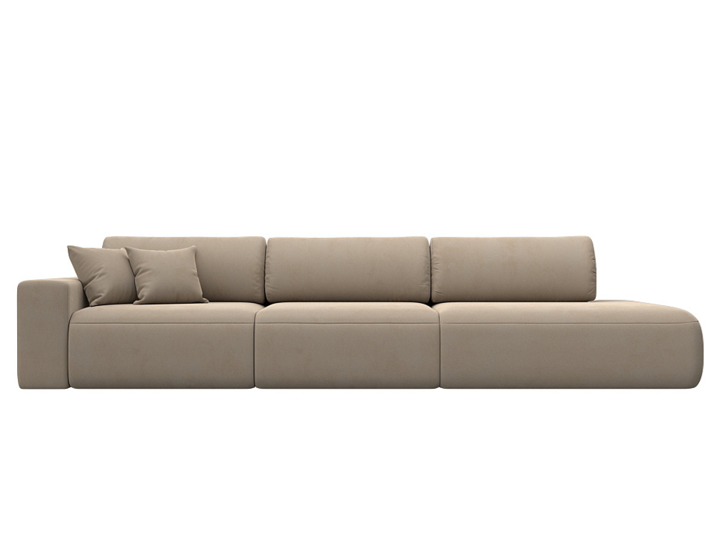 Диван прямой Лига-036 НПБ Модерн Лонг подлокотник слева ВЕЛЮР Бежевый