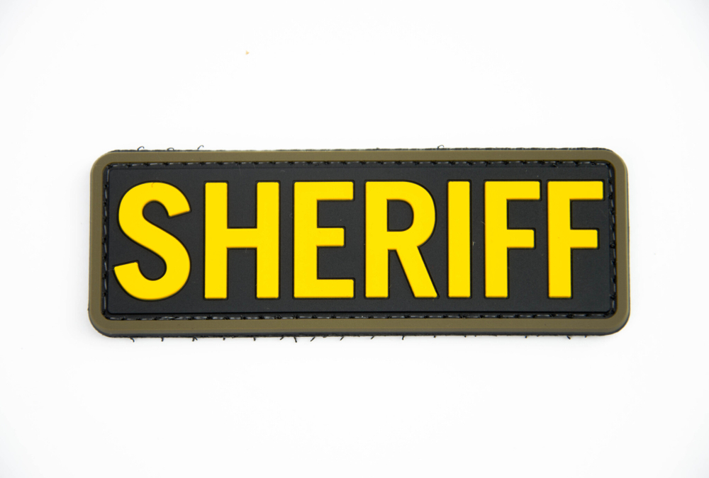 Шеврон SHERIFF ПВХ 3,5х10 см. Чёрно-жёлтый
