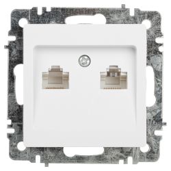 Розетка Intro Accent 6-304-01 информационная 2xRJ45, IP20, СУ, белый | Intro