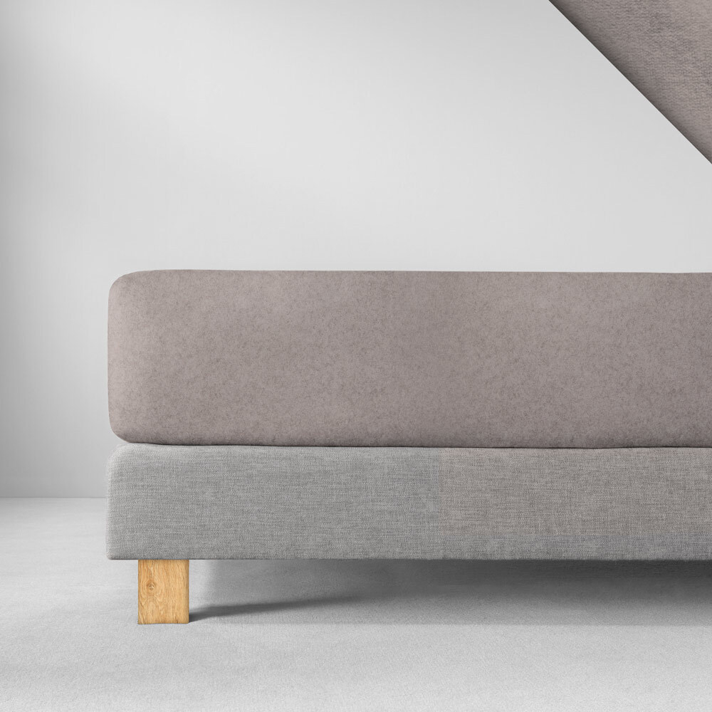 Велюровая простыня на резинке 100x200 Estella 800 kiesel серо-коричневая