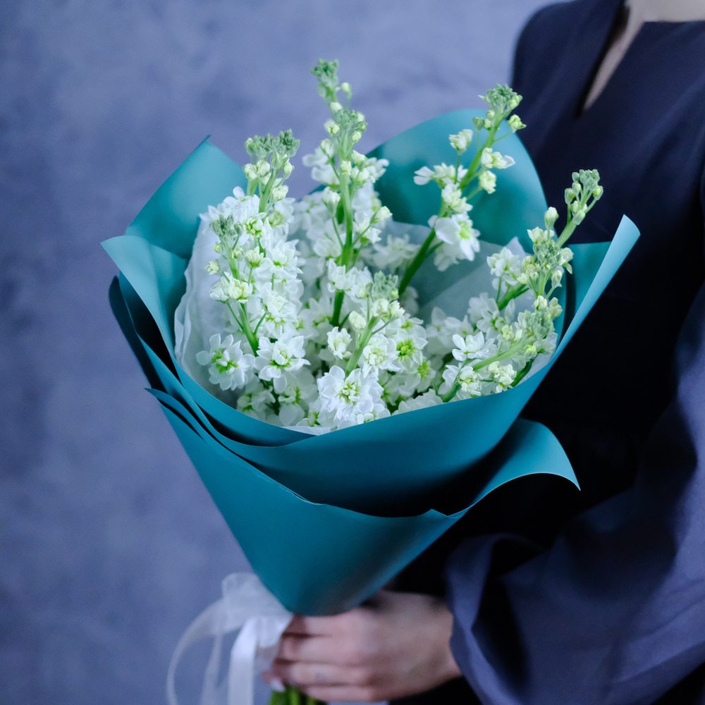 Букет из белой маттиолы #499