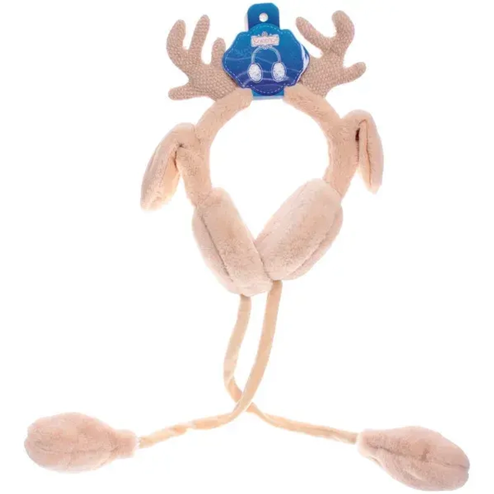 Наушники меховые с двигающимися ушками «Santa's Friend», цвет бежевый ( подвес Ultramarine)