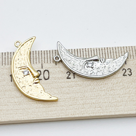 Подвеска Месяц, цвет золото, фианит, размер 27*9 мм, цена за 1 шт