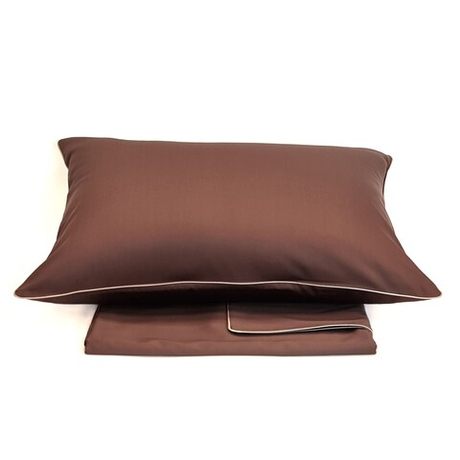 Постельное белье 2 спальное евро Сlaire&Caroll Lune коричневое с бежевым кантом