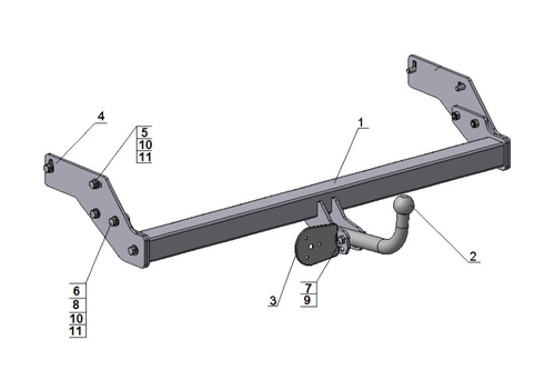 Фаркоп на Great Wall Sailor c 2005-2010 Шар фланцевый тип F, GW 04