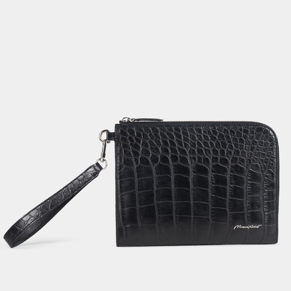 Сумка мужская Hector из кожи аллигатора, черного цвета