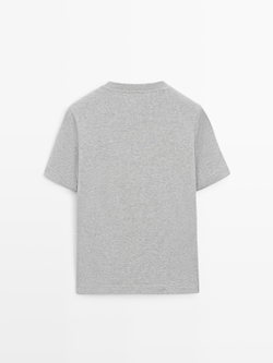 Massimo Dutti Футболка с коротким рукавом из 100% хлопка, серый