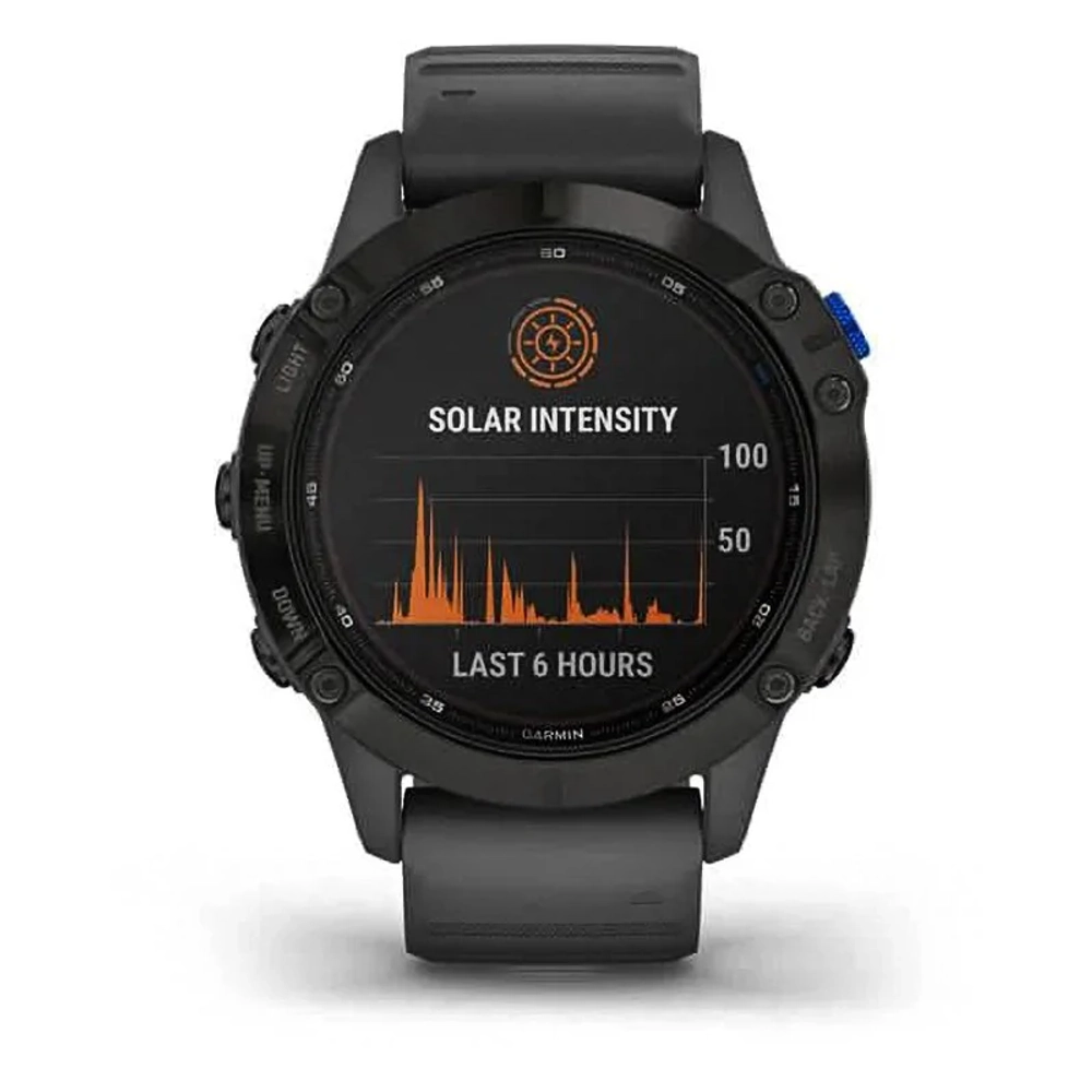 Спортивные наручные часы Garmin Fenix 6 Pro Solar черный с серым ремешком 010-02410-11