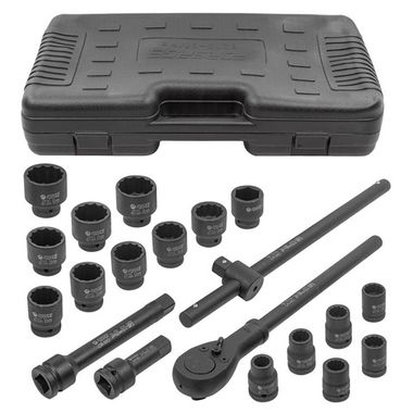 Набор инструментов ударных 21пр.3/4''(12гр)(17,19,21,22,24,27,30,32,34,35,36,36-6гр,38,41,46,50мм), в кейсе Forsage F-6213-9MPB