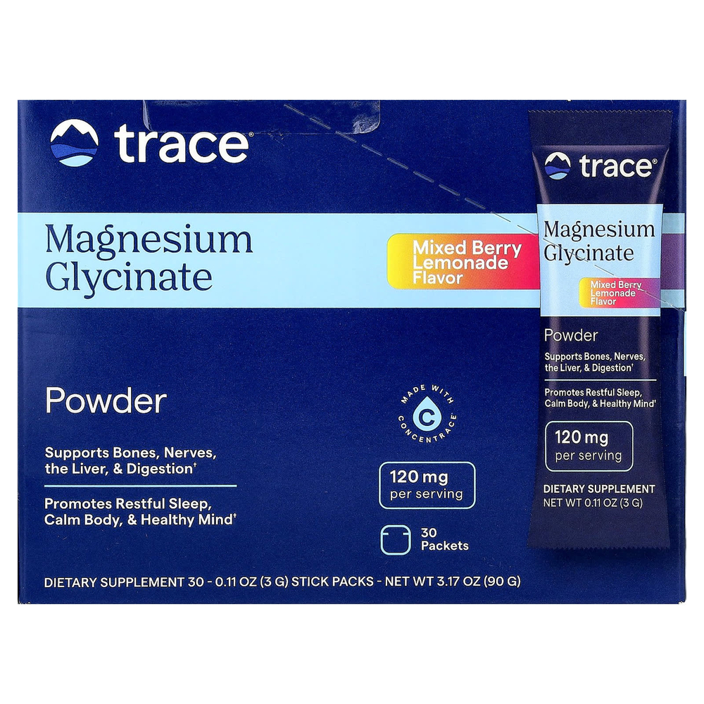 Trace, Порошок глицината магния, ягодный лимонад, 30 пакетиков по 3 г (0,11 унции)