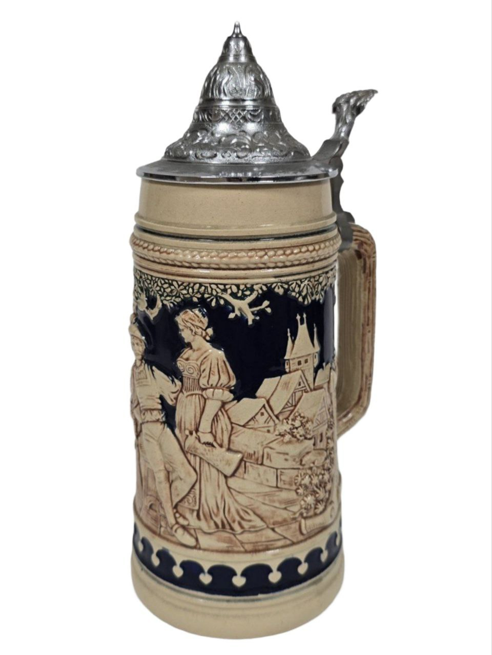 Кружка пивная (фарфор с оловянной крышкой) Германия