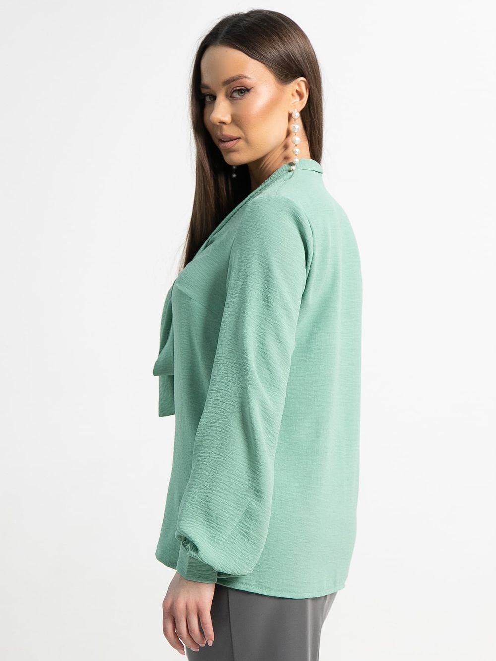 Рубашка с бантом Рузанна (зеленая) Б15246-10М LT Collection