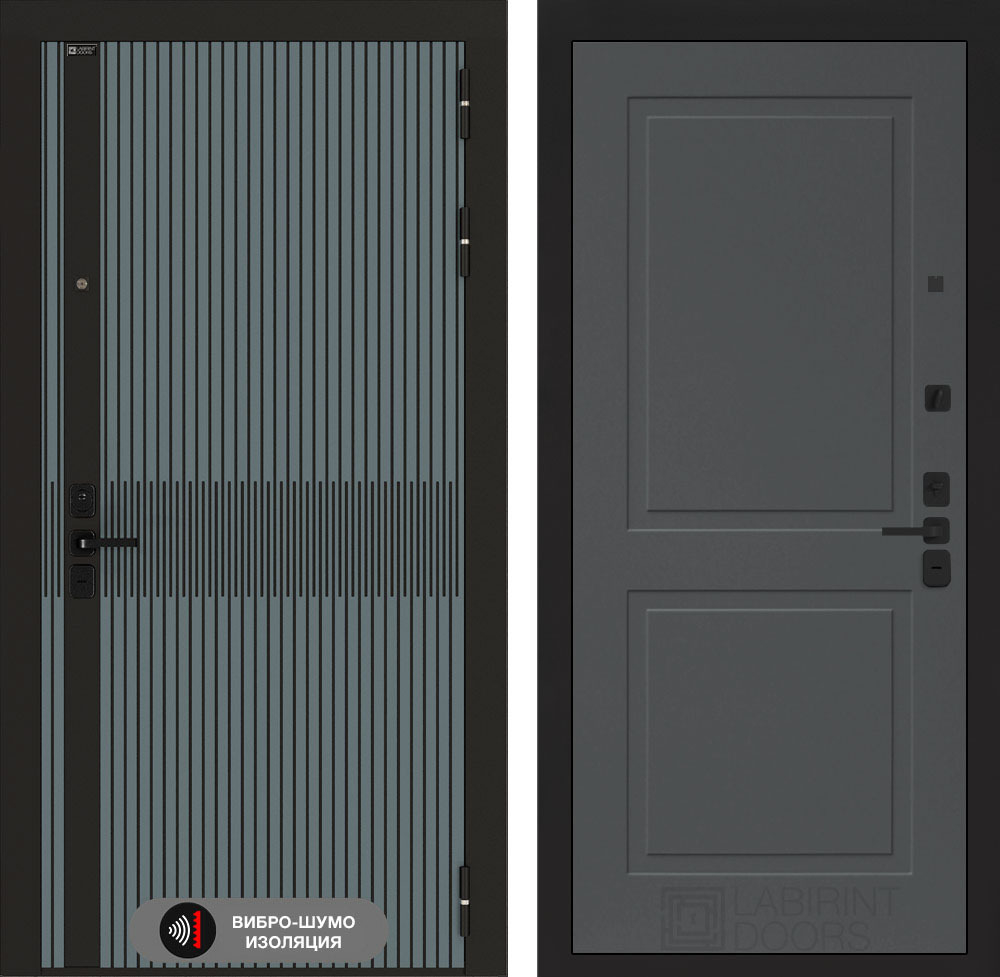 Входная металлическая дверь в квартиру Лабиринт ISSIDA (Иссида) 11 Графит софт( белый матовый, без текстуры)
