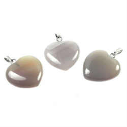 Кулон "Сердце" агат жемчужно-серый асс.