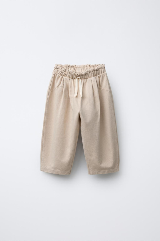 ZARA БРЮКИ BAGGY, СВЕТЛО-БЕЖЕВЫЙ
