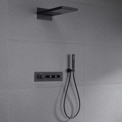 Душевая система Black&White Universe с термостатом, черная матовая (UK8330B)