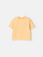 Футболка оверсайз с контрастной отделкой "Абрикос" с принтом