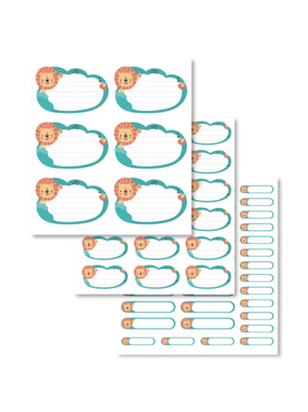 Наклейки для школы Львенок (серый), 56 шт