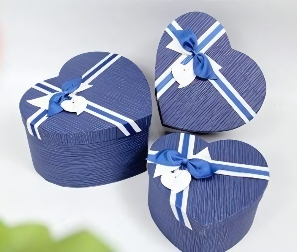 Коробка подарочная «От всего сердца», цвет синий, 23*26*13 см