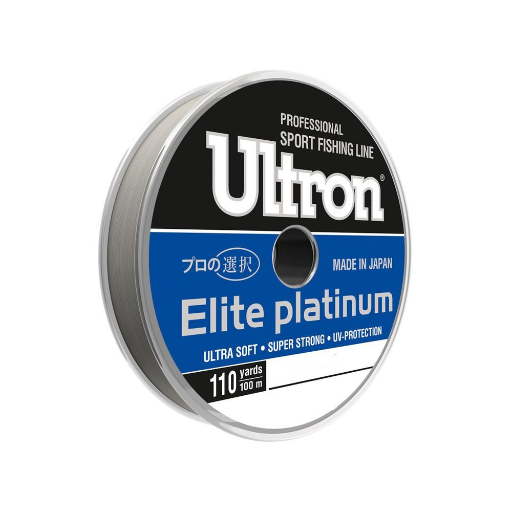 Монофильная леска для рыбалки ULTRON Elite Platinum 0,16 мм, 100 м, 3,1 кг, серебряная, 1 штука. Товар уцененный