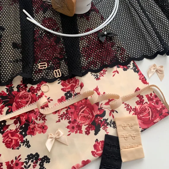 Кружево эластичное черное 21 см, сетка