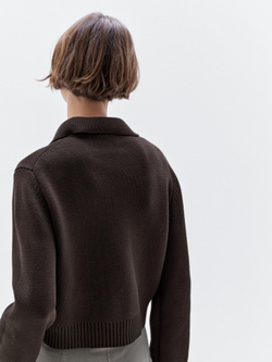 Massimo Dutti Двубортный трикотажный кардиган из 100% хлопка, коричневый
