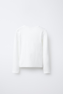 ZARA ОДНОТОННАЯ ФУТБОЛКА С МОДАЛОМ, БЕЛЫЙ