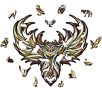 Деревянный, фигурный пазл EWA Мудрая Сова S 21x22 см