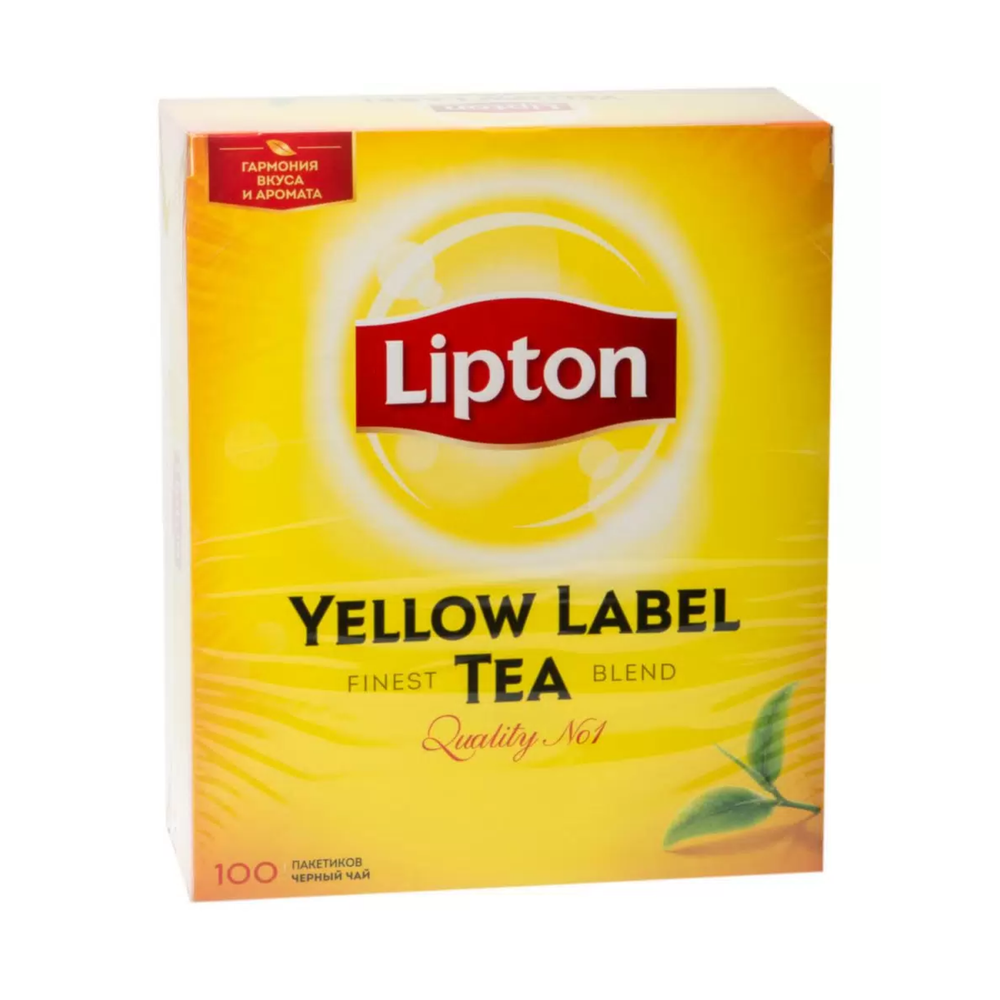 Чай черный в пакетиках Lipton Yellow Label, 100 пак