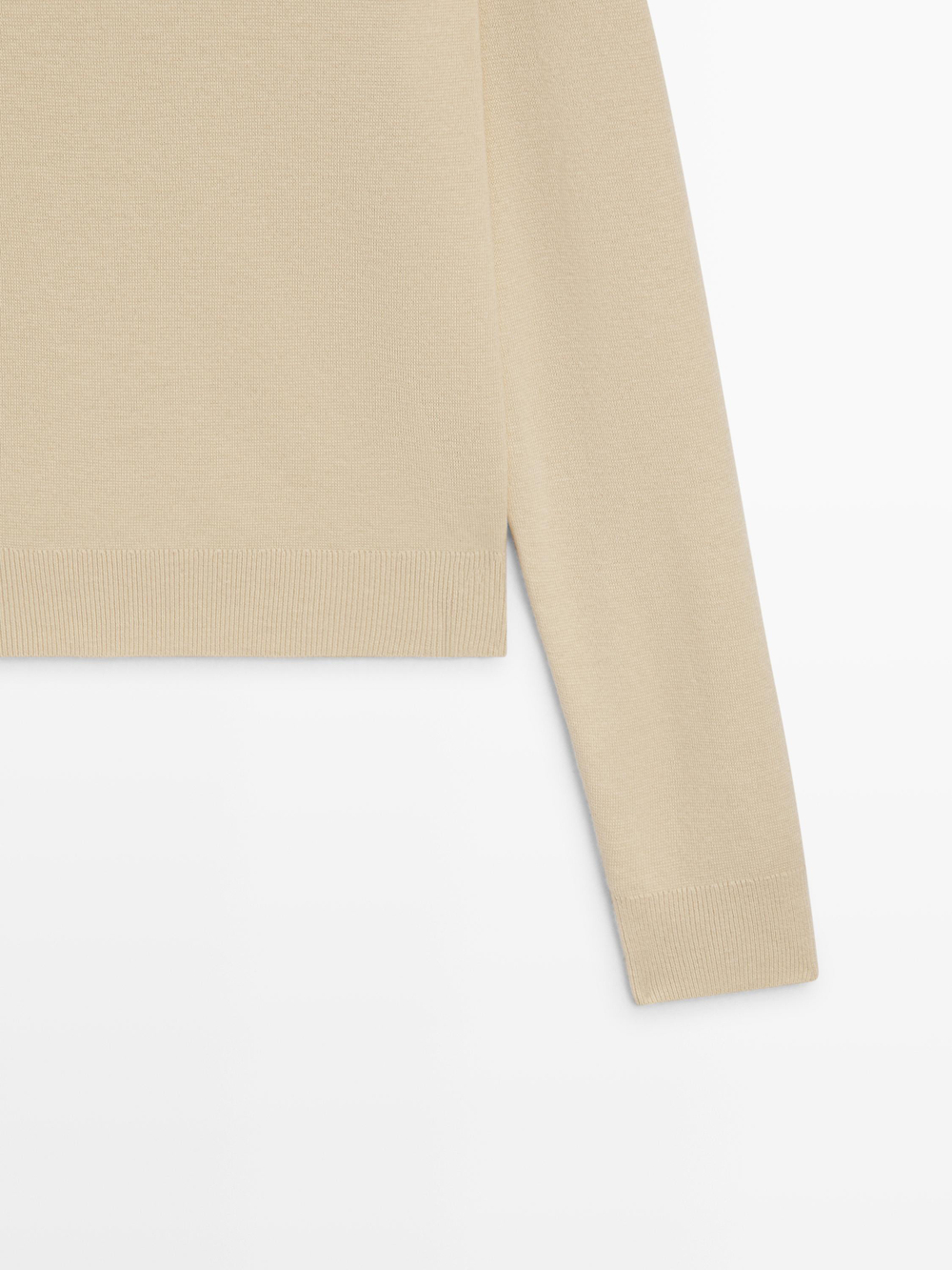 Massimo Dutti Вязаный свитер с V-образным вырезом, ванильный