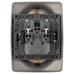 Розетка ЭРА Серия 12 12-2106-16 , 2X2P+E Schuko, 16А-250В, титан