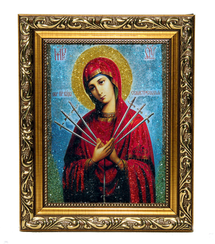 Икона№2 "Семистрельная Божья Матерь" 25.5-20.5см вес 240гр .