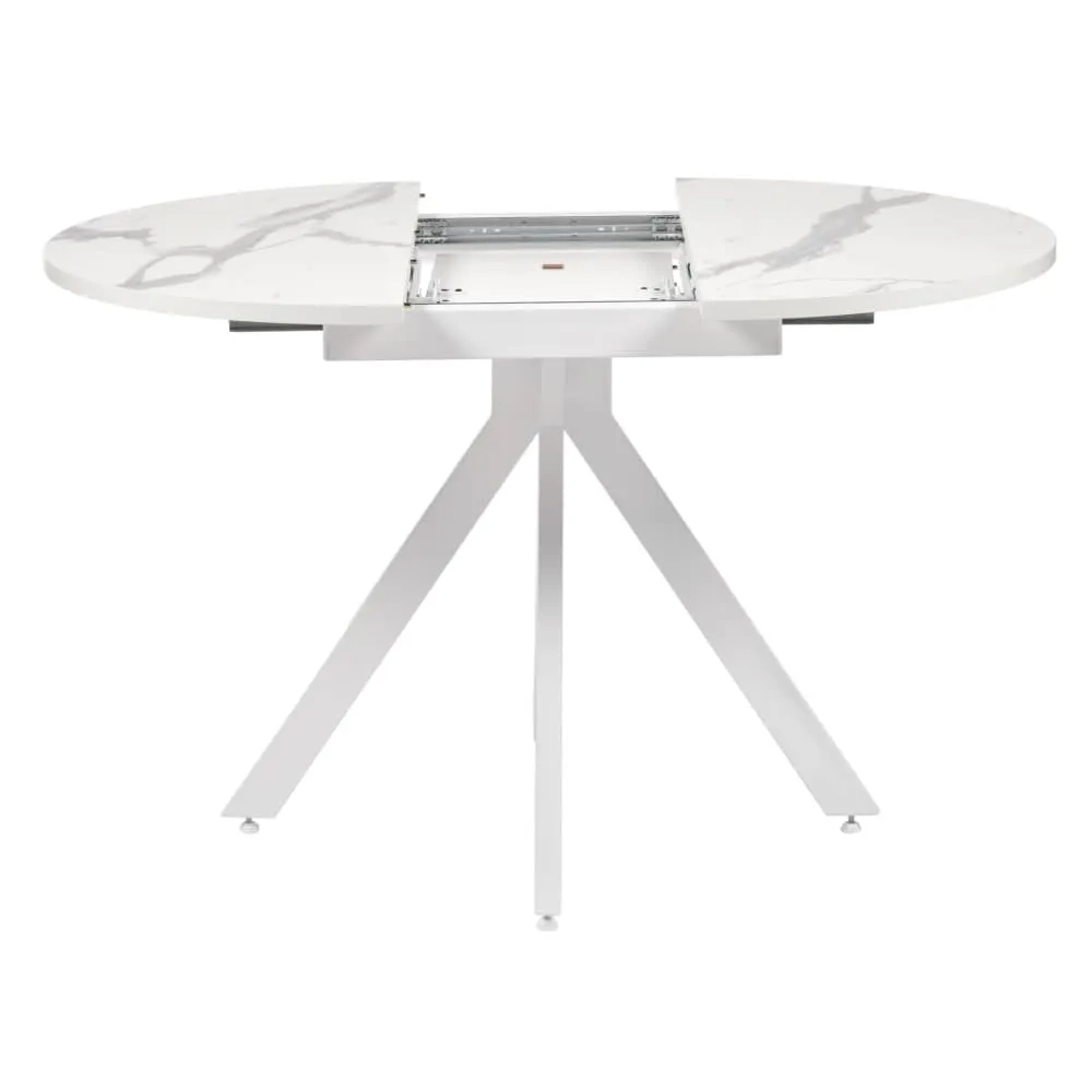 Стол Bradex Home Rudolf круглый раскладной 90-120x90x75см, белый мрамор, белый