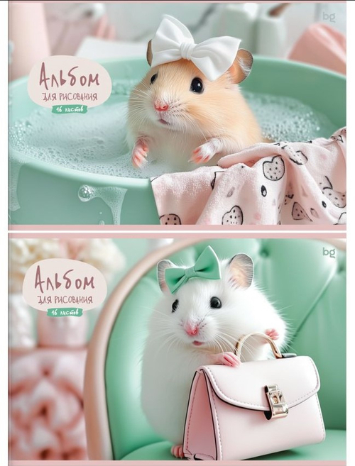 Альбом для рисования А4 16 л. скрепка БИДЖИ Леди Хомяк (АР4ск16 08588)