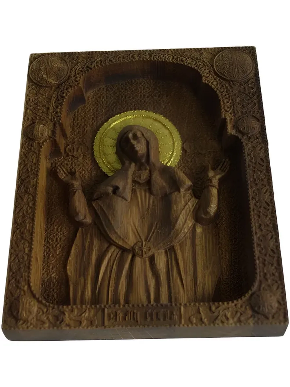 Освященная Икона Мученица София резная из массива дуба