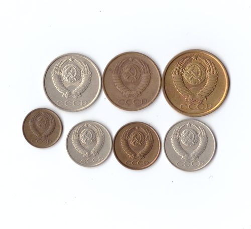 Набор монет (7 шт) 1986г. 1,2,3,5,10,15,20копеек XF