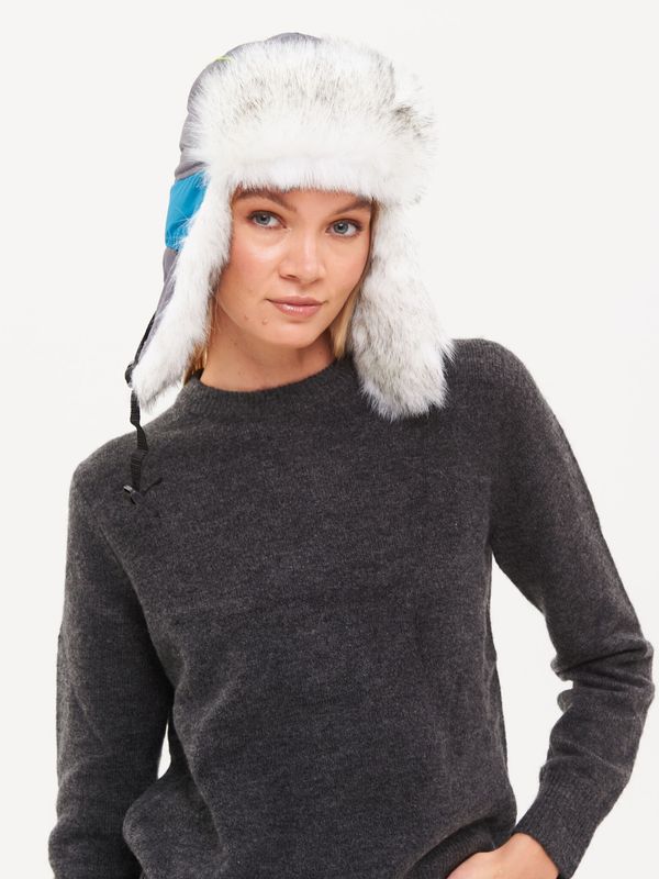 Шапка ушанка зимняя Siberia Lady ткань Breathable цвет Бирюза/Серый