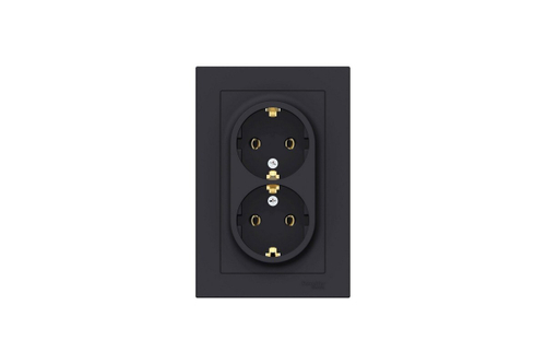 РОЗЕТКА  дв.с з/к, 16А, в сб, КАРБОН ATN001024