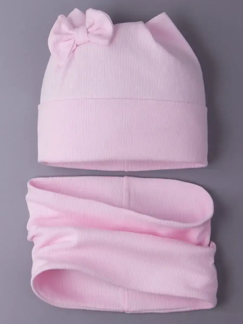 Шапка для девочки осенняя с ушками и снуд