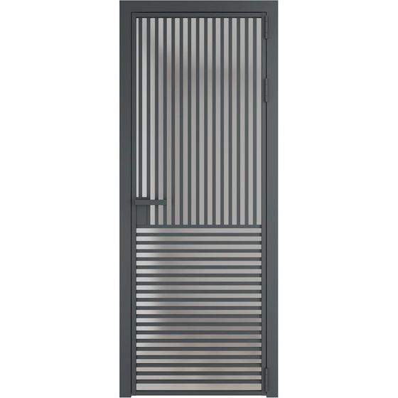 Алюминиевая дверь 17AG серая ночь стекло матовое