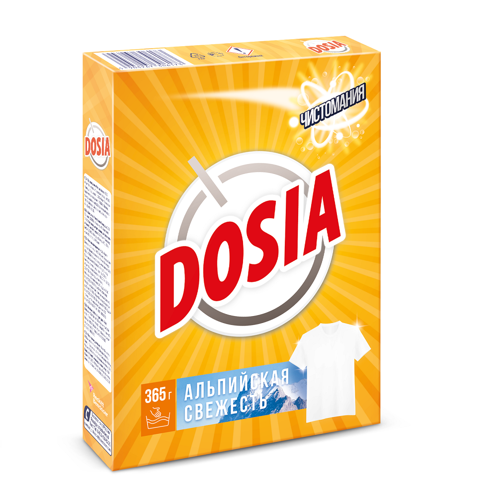 Стиральный порошок ручной стирки для белого белья 365 гр Dosia Альпийская свежесть