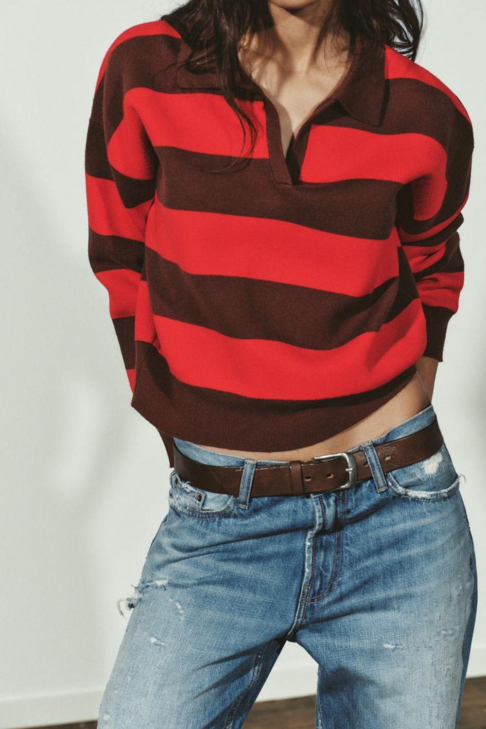 ZARA ТРИКОТАЖНОЕ ПОЛО В ПОЛОСКУ, ПОЛОСКИ