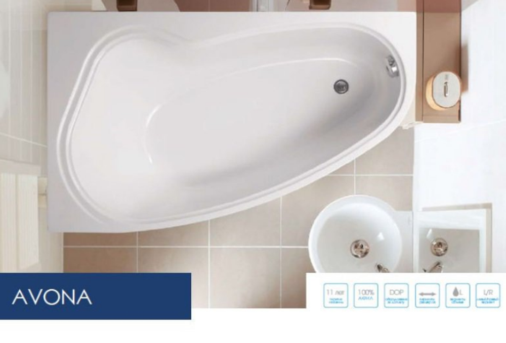 Акриловая ванна VAGNERPLAST AVONA 150x90 left
