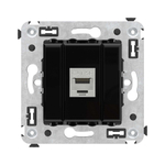 Компьютерная розетка RJ-45 без шторки в стену, кат.5e одинарная экранированная, "Avanti", "Черный квадрат"