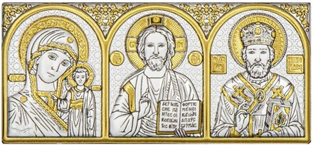 Спаситель, Казанская БМ, Николай Чудотворец, триптих, 34х77