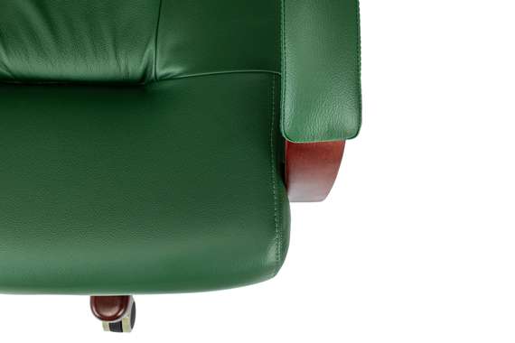 Кресло руководителя Бюрократ T-9928Walnut зеленый кожа крестов. металл/дерево